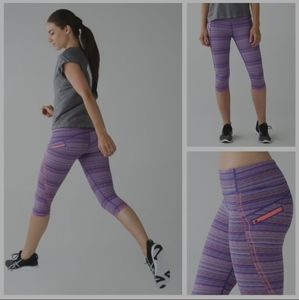 Lululemon Run: Top Speed Crop | Space Dye Twist Iris Flower Pink Shell  size 6